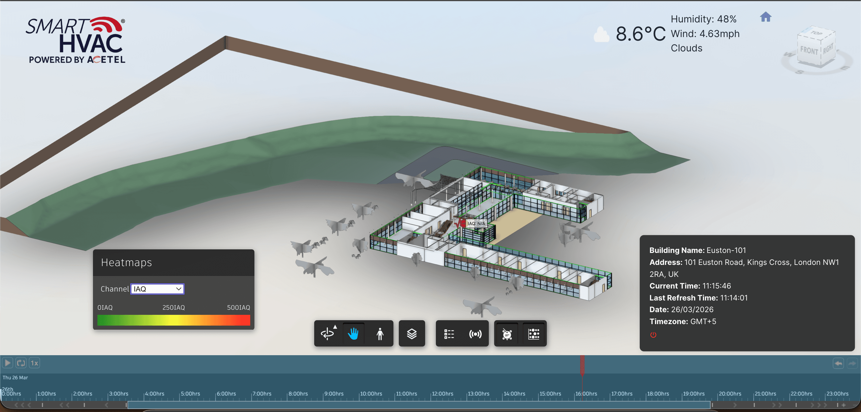 BIM-IOT sensor details and real-time data panel